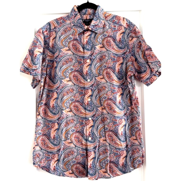 Cremieux Mens Paisley Button Down Shirt, men’s Size M, Cotton, Short Sleeve - Picture 1 of 6